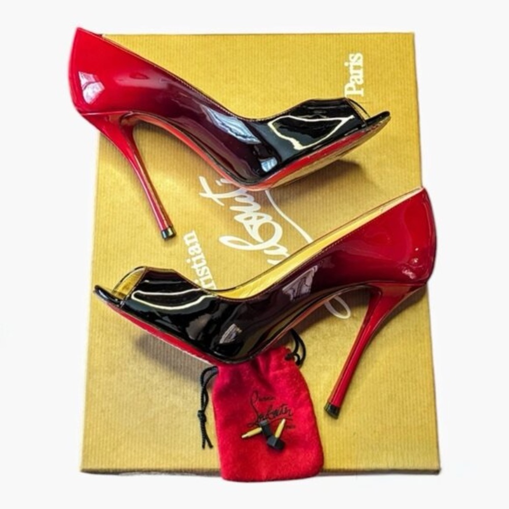 Christian Louboutin Glossy Red and Black Heels